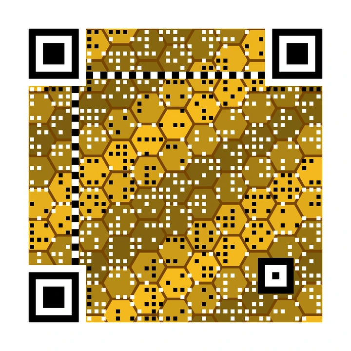 After: artistic QR code made from a golden honeycomb pattern, linking to https://example.com/contact