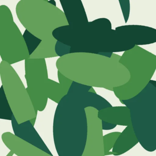Before: overlapping green leaves