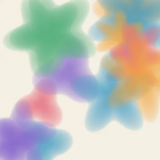 Before: soft pastel watercolour blobs on cream paper