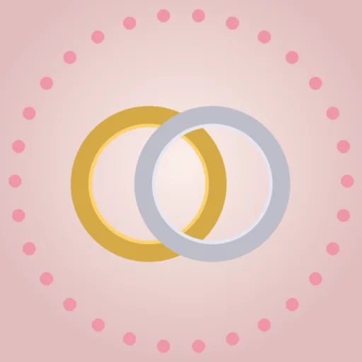 Before: a drawing of two wedding rings on a soft pink background